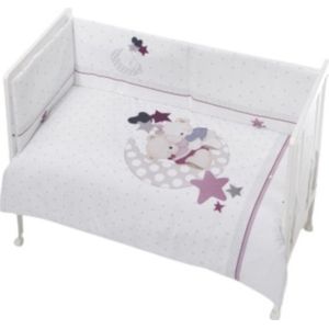 Interbaby Bedtextielset Maan 70 X 140 Katoen 3-delig Wit/roze