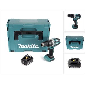 Makita DHP 484 T1J accu klopboormachine 18 V 54 Nm borstelloos + 1x oplaadbare accu 5.0 Ah + Makpac - zonder oplader