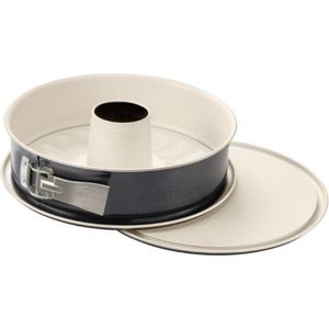 Dr. Oetker® Springvorm - Springvorm Met Anti-Aanbaktechnologie - Springvorm Met Transportdeksel - Springvorm 28 cm Diameter - Springvorm Met Accessorie - Bakvorm Ronde - Springvorm Zwart - Inclusief Een Platte En Een Buisbodem
