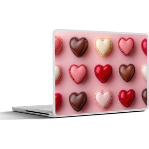 Laptop sticker - 14 inch - Macarons - Hartjes - Kleurrijk - Roze - 32x5x23x5cm - Laptopstickers - Laptop skin - Cover