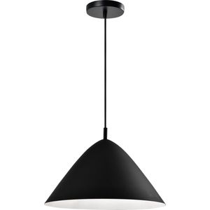 QUVIO Hanglamp retro - Lampen - Plafondlamp - Verlichting - Verlichting plafondlampen - Keukenverlichting - Lamp - E27 Fitting - Met 1 lichtpunt - Voor binnen - Aluminium - Metaal - D 40 cm - Zwart