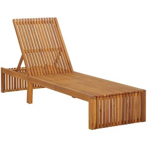 vidaXL Ligbed met kussen massief acaciahout Ligstoel - Lounge Stoel - Tuinset - Acacia Hout - Buitendecoratie - Tuinbank - Loungebed - Ligbed - Ligbedden - Lig Bed - Lig Bedden