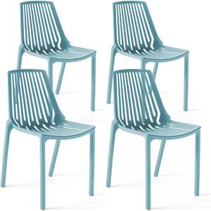 Oviala - Set van 4 blauwe plastic stoelen