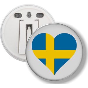 Button Met Clip - Hart Vlag Zweden