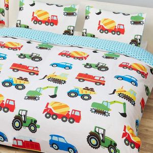 Trucks en Transport dubbele dekenhoes en kussensloopset voor jongens - Price Right Home Truck Gordijnen