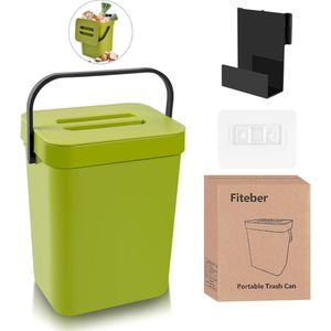 AIVORO Small Compost Bin for the Kitchen, 3 L Organic Waste Bin, Kitchen, Sustainable Organic Rubbish Bin for Odour-Proof and Space-saving, Versatile, for Hanging or Standing, Includes 4 Volumes Bin