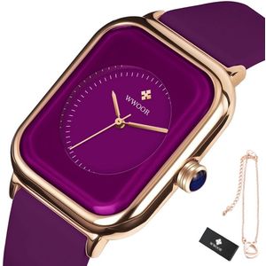 WWOOR - Horloge Dames - Cadeau voor Vrouw - 43 mm - Paars