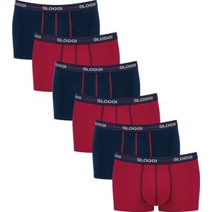 Sloggi Retro Short 6-Pack Heren Onderbroeken - Rood/Donkerblauw - Maat L