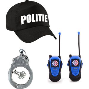 Politie verkleed set pet met accessoires voor kinderen - Verkleedkleding artikelen - Walkie Talkie set