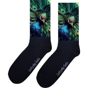 Pauw - Opkikker - Grappige sokken - Valentijn cadeau - Verjaardag cadeau - Trendy nu - Leuke sokken - Trots op jou - Vrolijke sokken - Cadeautje - Grappig cadeau - Kerst Sokken - Vaderdag - Moederdag - Mooi mens - Socks maken Happy - 37-44