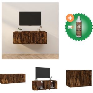 vidaXL TV-wandmeubel - Gerookt eiken - 57 x 34.5 x 40 cm - Strak en klassiek design - Duurzaam materiaal - Kast - Inclusief Houtreiniger en verfrisser