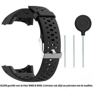 Zwart siliconen wearable bandje geschikt voor de Polar M400 en M430 - horlogeband - polsband - strap - siliconen - rubber - black - Maat: One size