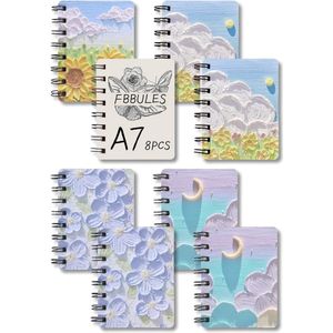 A7 Mini Spiraal Notebook 8 stuks notitieblokken draagbare Pocket Memo Pads met leuk cartoon patroon Scratch Pads 160 pagina's / 80 vellen leeg papier 8 x 10,5 cm