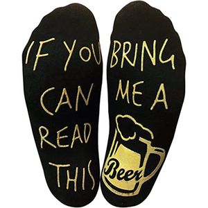 Malinsi Grappige Sokken - Bier - Goud - Bring me Beer - One Size - Cadeau Mannen - Happy Huissokken - Vaderdag Socks - Verjaardag - Geschenk Man