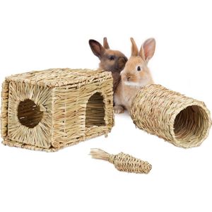 Relaxdays Konijnen speelgoed - set van 3 - speeltjes knaagdieren - kooiaccessoires - cavia