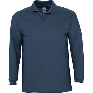 SOLS Heren-Winter II Poloshirt met lange mouwen van Piqué katoen (Denim)