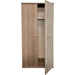 Kledingkast 2 Deurs - 187 x 83 x 54cm - Donker Grijs Hout - Bavel