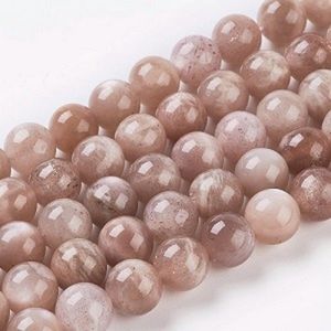 Natuurstenen kralen, Sunstone, ronde kralen van 4mm. Verkocht per streng van ca. 20cm