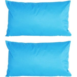 4x stuks bank/Sier kussens voor binnen en buiten in de kleur lichtblauw 30 x 50 cm - Tuin/huis kussens