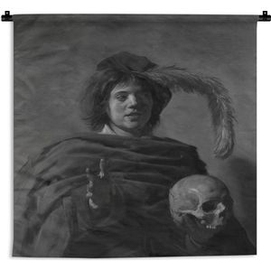 Wandkleed Frans Hals - Portret van een jongeman met een schedel - Frans Hals Wandkleed katoen 120x160 cm - Wandtapijt met foto XXL / Groot formaat!