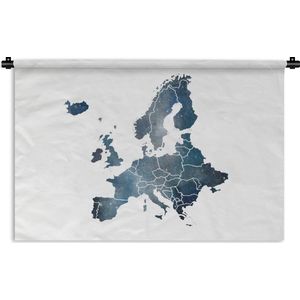 Wandkleed EuropakaartenKerst illustraties - Europakaart in verschillende blauwe kleuren waterverf Wandkleed katoen 180x120 cm - Wandtapijt met foto XXL / Groot formaat!