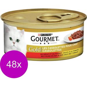 Gourmet Gold Cassolettes 85 g - Kattenvoer - 48 x Rund&Tomaat