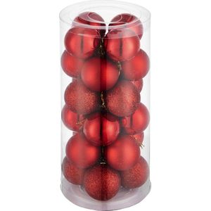 tectake -  Set van 24 kerstballen rood  - 403320