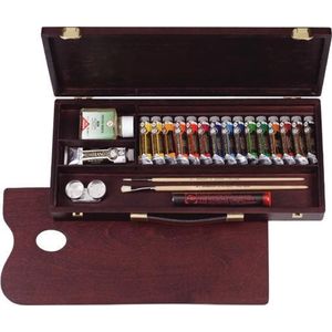 Oil Colour kist ""Traditional"" 15 x 15 ml + 1 x 40 ml olieverf met penselen, palet, paletdoppen en hulpmiddelen