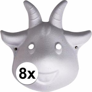 8x Papier mache geiten maskers 22 cm - DIY- zelf schilderen - Hobby/knutsel materialen
