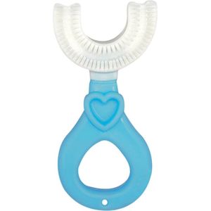 Tandenborstel voor baby en peuter - Makkelijk, veilig en hygiënisch - oplossing voor tandenpoetsen bij kinderen - BLAUW MET HARTJE