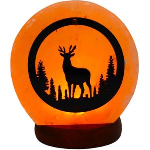 Himalaya Zout USB LED - Zoutlamp - Tafellamp - 3D (Xmas Deer) met 75cm snoer en USB - 8x12x10cm - 0.8kg