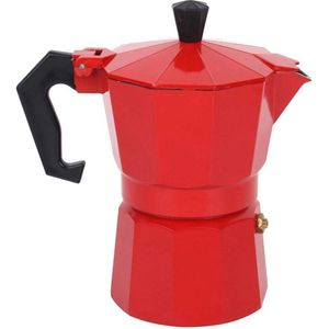 Klassiek Italiaans koffiezetapparaat van aluminium - anti-verbrandingshandgreep - 6 kopjes - voor keuken camping kantoor - 300 ml (rood) .