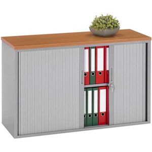 Stalen roldeurkast 72,5x120x43cm bladkleur Halifax Eiken framekleur Licht grijs (Ral 7035)