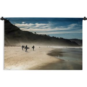 Wandkleed Surfen - Surfers op het strand Wandkleed katoen 150x100 cm - Wandtapijt met foto