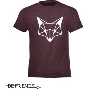 Be Friends T-Shirt - Fox head - Kinderen - Bordeaux - Maat 2 jaar