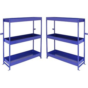 2 x Monster Racking Metalen Bedrijfswagen stelling - Bestelbus interieur Opslag Stelling Kast Bedrijfswageninrichting - Staal - Blauw