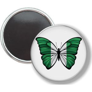 Button Met Magneet - Vlinder Vlag Nigeria - NIET VOOR KLEDING