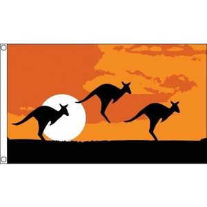 Kangoeroe thema Australie vlag 90 x 150 cm
