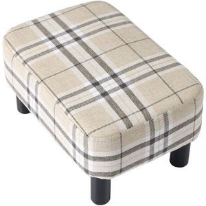 Ibenzoa® Stijlvolle Houten Voetenbank met Gestoffeerde Zitting en Antislip Bescherming voor Elke Kamer