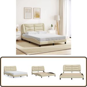 vidaXL Bedframe zonder matras stof crèmekleurig 140x200 cm