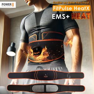 Power-8® Fitpulse - EMS + HEAT compress Buikspieren trainer Elektrisch - USB Oplaadbaar - Buikspiertrainers - Buiktrainer - Buikspier - Spierstimulator - Tens Apparaat - Afslankband Buik - Zweetband Buik - Sixpack Trainer - zweetband - waist trainer