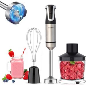 Royalty Line® ESMS800 Staafmixer - 3 in 1 Staafmixer Set - 800W Hakmolen & Garde - Handmixer Met Snelheidsinstellingen - RVS