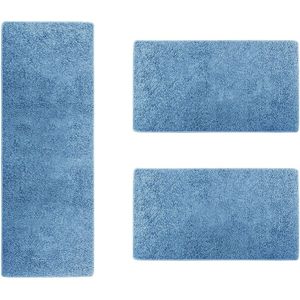 Karat Slaapkamen vloerkleed - Barcelona - Lichtblauw - 1 Loper 80 x 300 cm + 2 Loper 80 x 150 cm