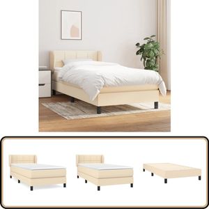 vidaXL Boxspring Bed - crèmekleurig - 90x190 cm Boxspringbed - Boxspring - Creme Kleurig Bed - Slaapcomfort - Pocketed Veren Matras