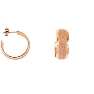 Edelstaal RVS oorbellen verguld met rosé goud PVD - mat en glanzend - model PASCALE