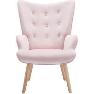 Vente-unique Fauteuil van roze velours VATELY L 69 cm x H 95.5 cm x D 78 cm