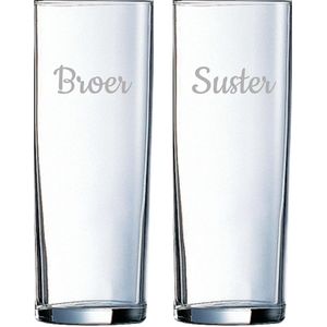 Gegraveerde longdrinkglas 31cl Broer-Suster
