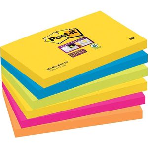 Post-it® Super Sticky Notes - Kleurenset Rio, Neon geel, Mediterraan blauw, Neon Groen, Fuchsia, Neon oranje - 6 blokken