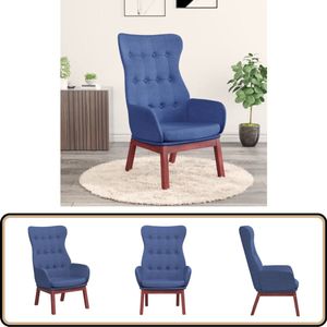 vidaXL Relaxstoel - Stof - Blauw - Comfortabel Design Relaxstoel - Fauteuils - Lounge Chair - Comfortstoel - Blauwe Stoffen Meubels