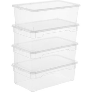 Set van 4 Transparante Opbergdozen 5L met Deksel - Stapelbare Kunststof Boxen